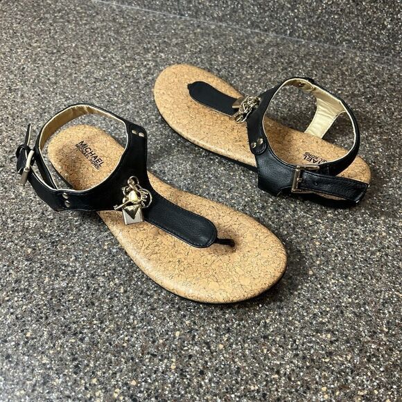 Michael Kors Black Synthetic Thong Sandals Womens/Youth 4 Embellished Sling Back - Picture 3 of 10